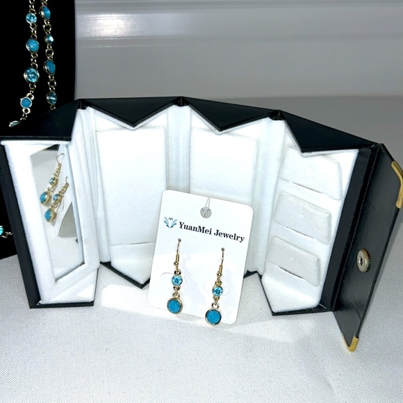YuanMei | Blue & Gold Tone | Necklace & Earring Set | New With Tags - Picture 4 of 6